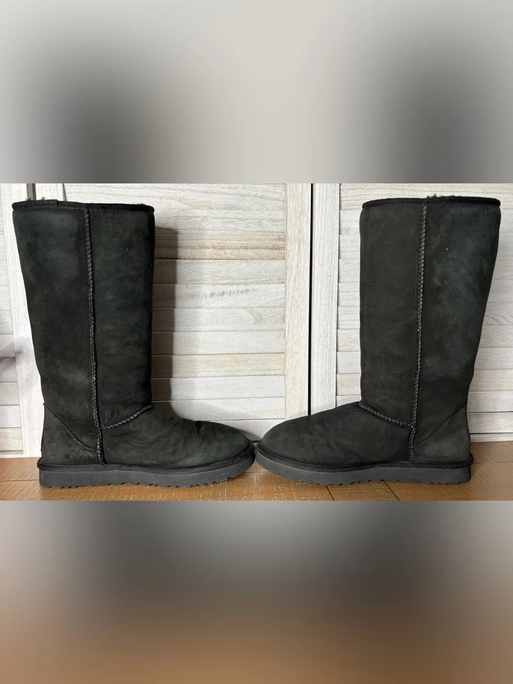 UGG Australia Classic Tall Suede Sheepskin Winter Boots Black Size 10